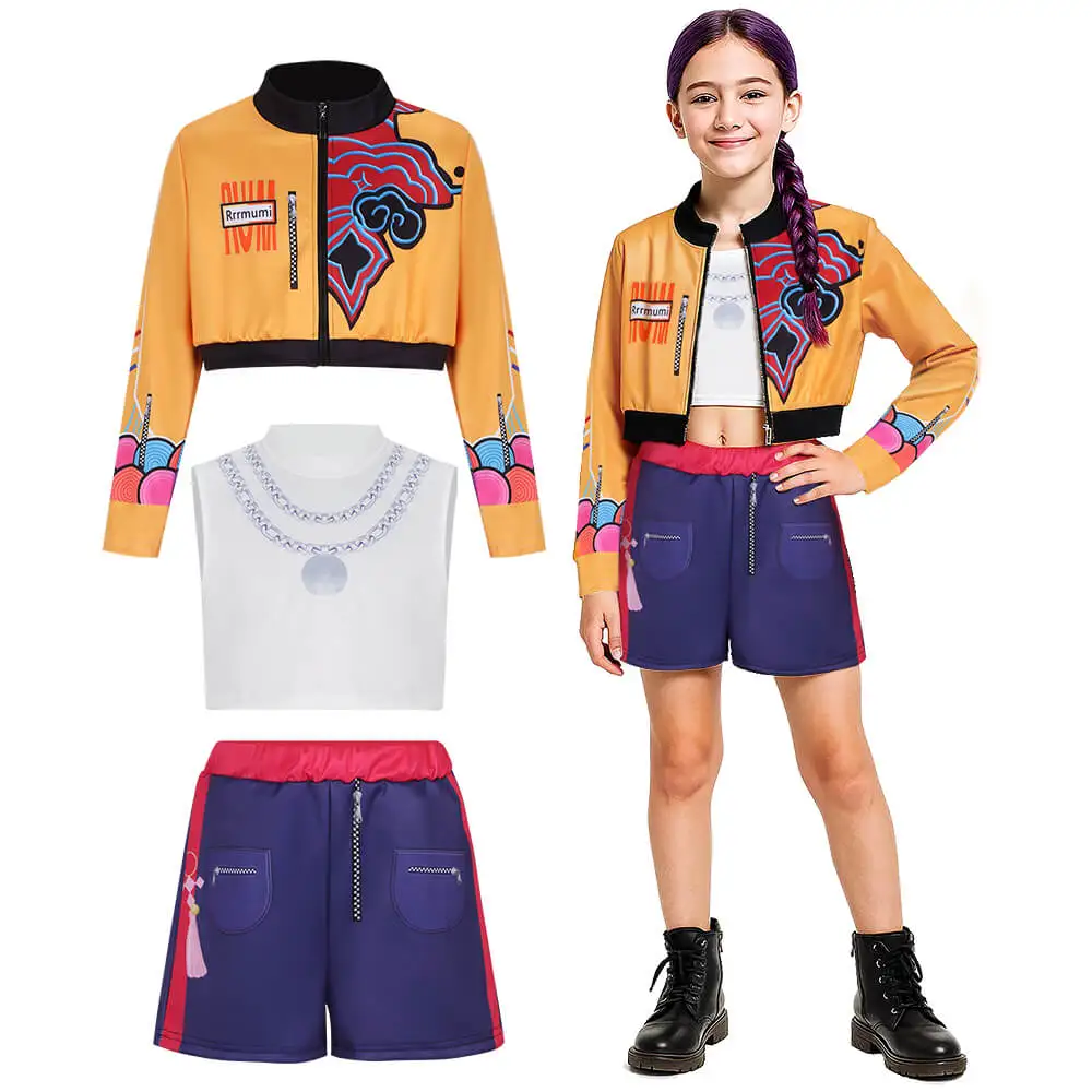 

Kids Rumi Zoey Mira Cosplay Costume Cartoon Demon Hunter Fancy Dress Role Play Halloween Carnival Party Clothing