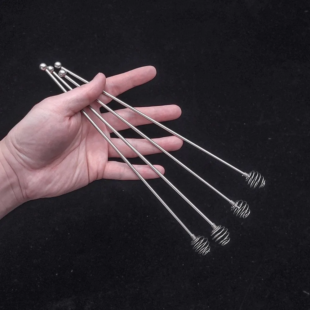 4pcs Reusable Coffee Stirrers Multi-Function Long Handle Stainless Steel Stirrer Decorative Silvery Stirring Rod Kitchen