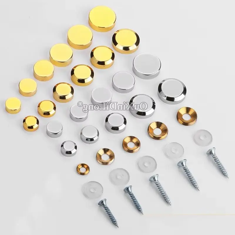 Brand New 200PCS Pure Brass Advertisement Nails Acrylic Billboard Sign Flat Glass Mirror Nails Chromed Decorative Caps