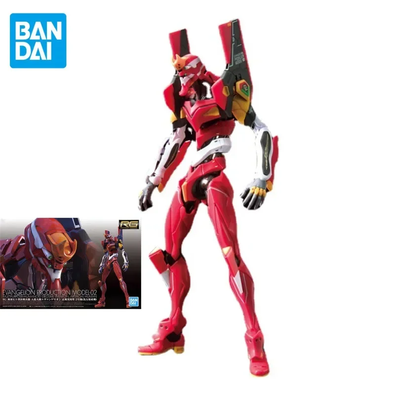 BANDAI Original EVA RG EVA02 Anime Action Figure Assembly Model Toys Collectible Model Ornaments Gifts For Children