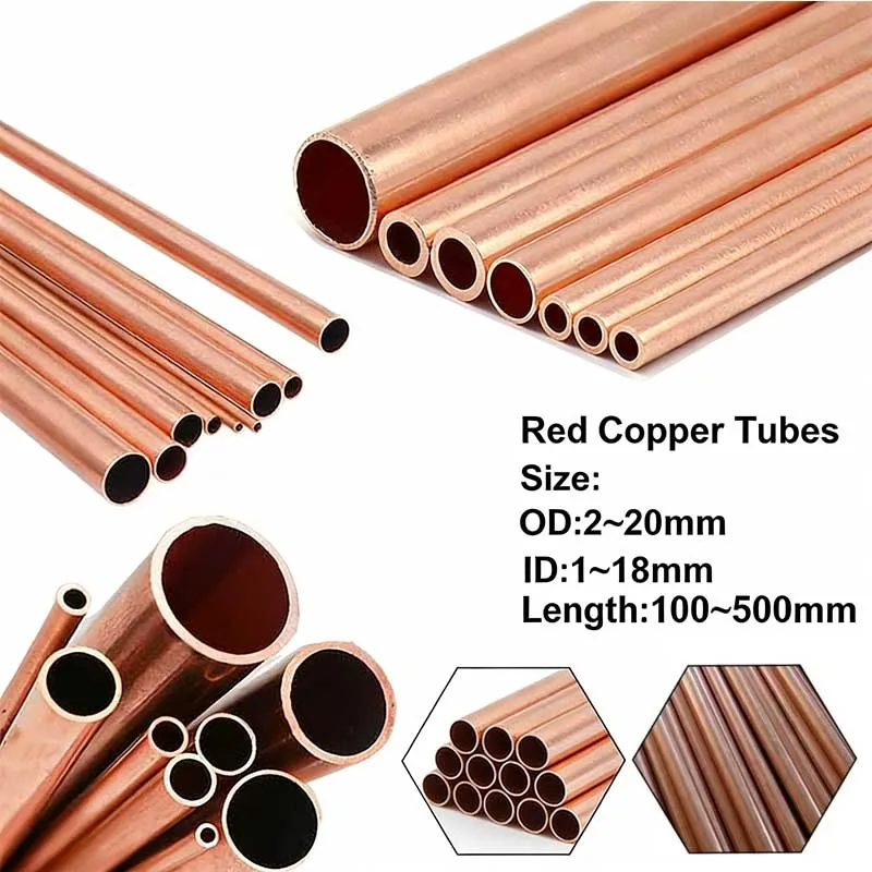 1Pcs High Purity Copper Pipe, Straight Tubing OD 2~20mm ID 1~18mm, 200-500mm Length for Coppers Tubes Wall Cutting Tool Parts
