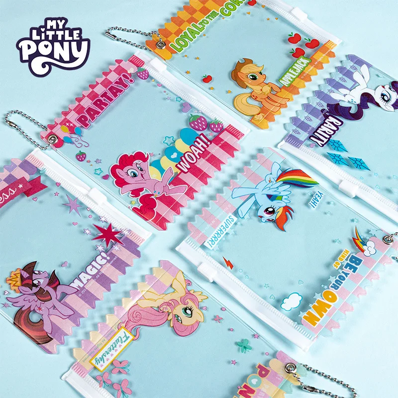 New Kawaii My Little Pony Ziplock Bag Pinkie Pie Twilight Sparkle Transparent Badge Protective Bag Keychain Hanging Storage Bag