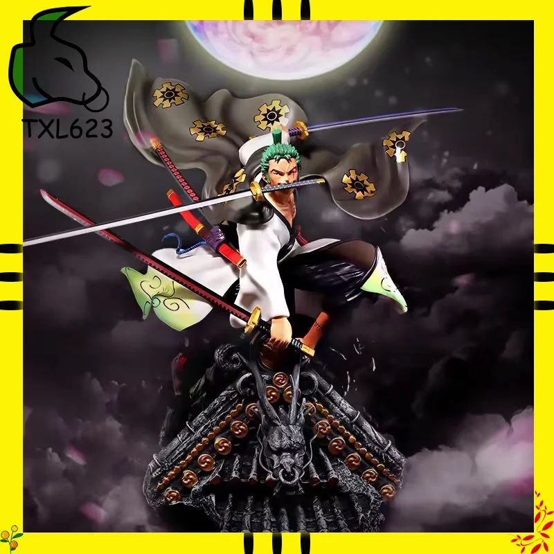 

33cm One Piece Wano Country Rooftop Zoro Anime Action Figure Model Statue Collection Desktop Decoration Ornament Gift for Fans