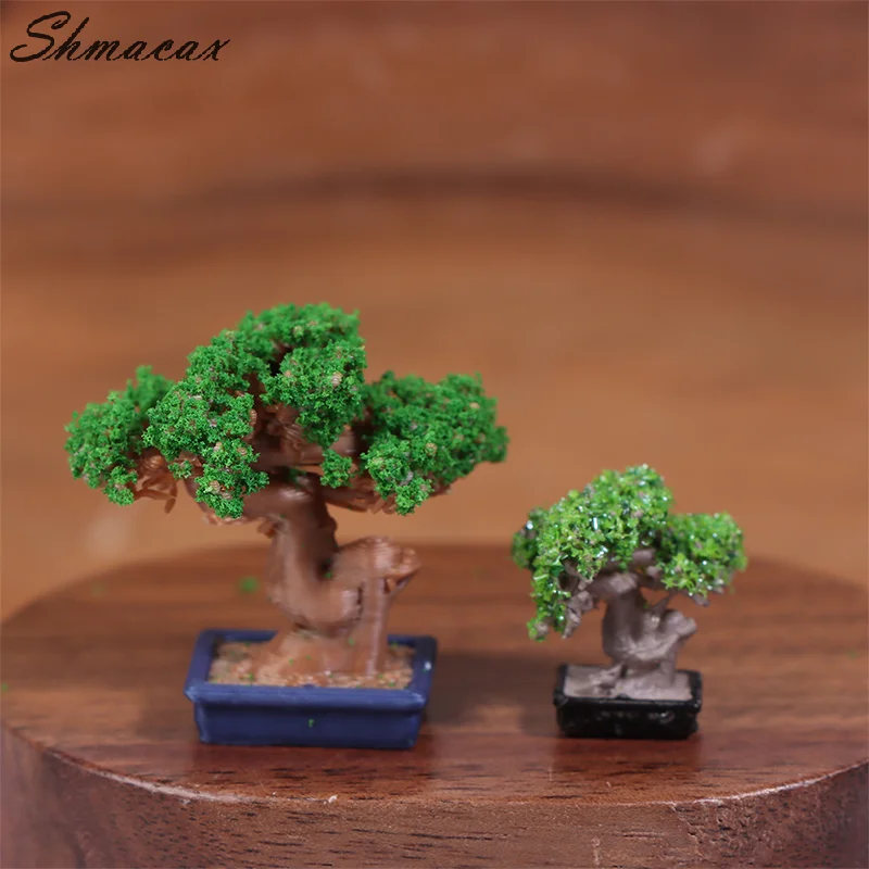 Mini Green Tree Potted Dollhouse, Decorações para Casa, Casa de Bonecas, Micro Paisagem, Ornamento de Jardim, 1:12