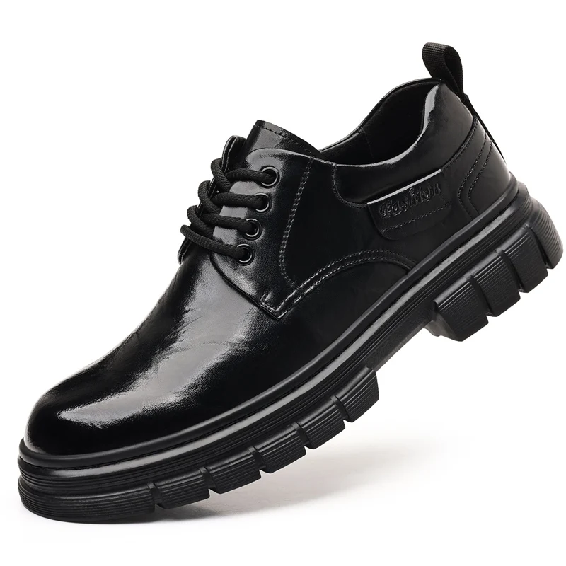 

High-Quality Derby Shoes, Men's Safety Work Shoes, Elegant Genuine Leather Thick Soles, Heightening Casual Leather Shoes