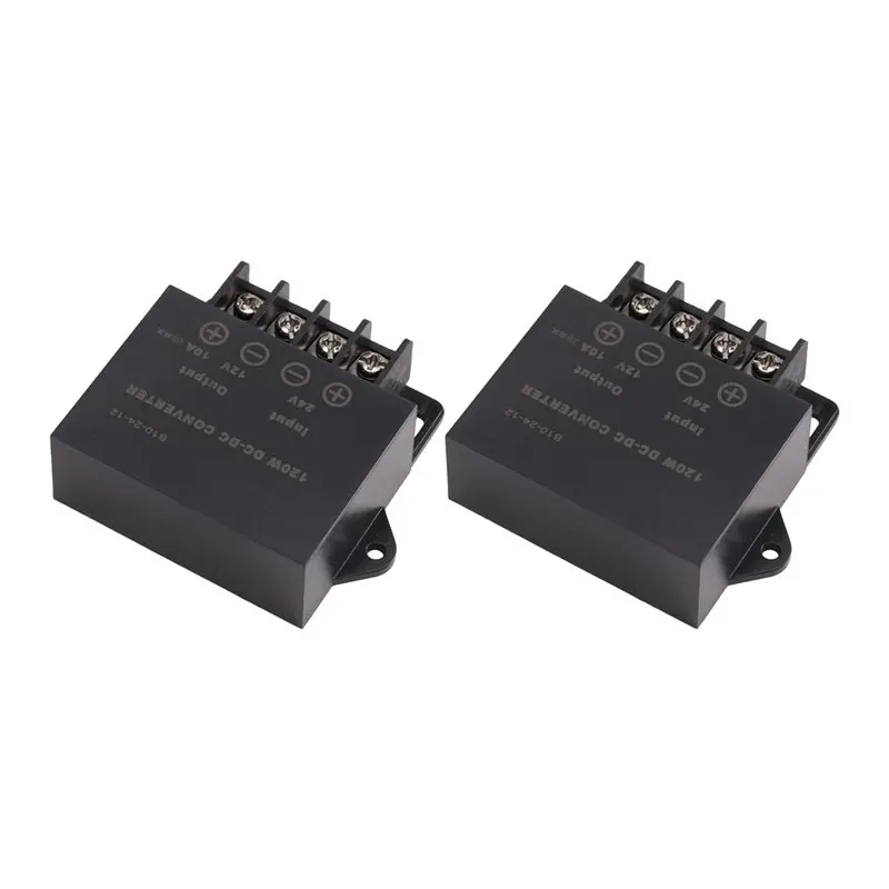 AB42-Voltage Regulator Reducer 2 Pack DC 24V To 12V 10A 120W Step-Down Converter For Golf Cart Truck RV