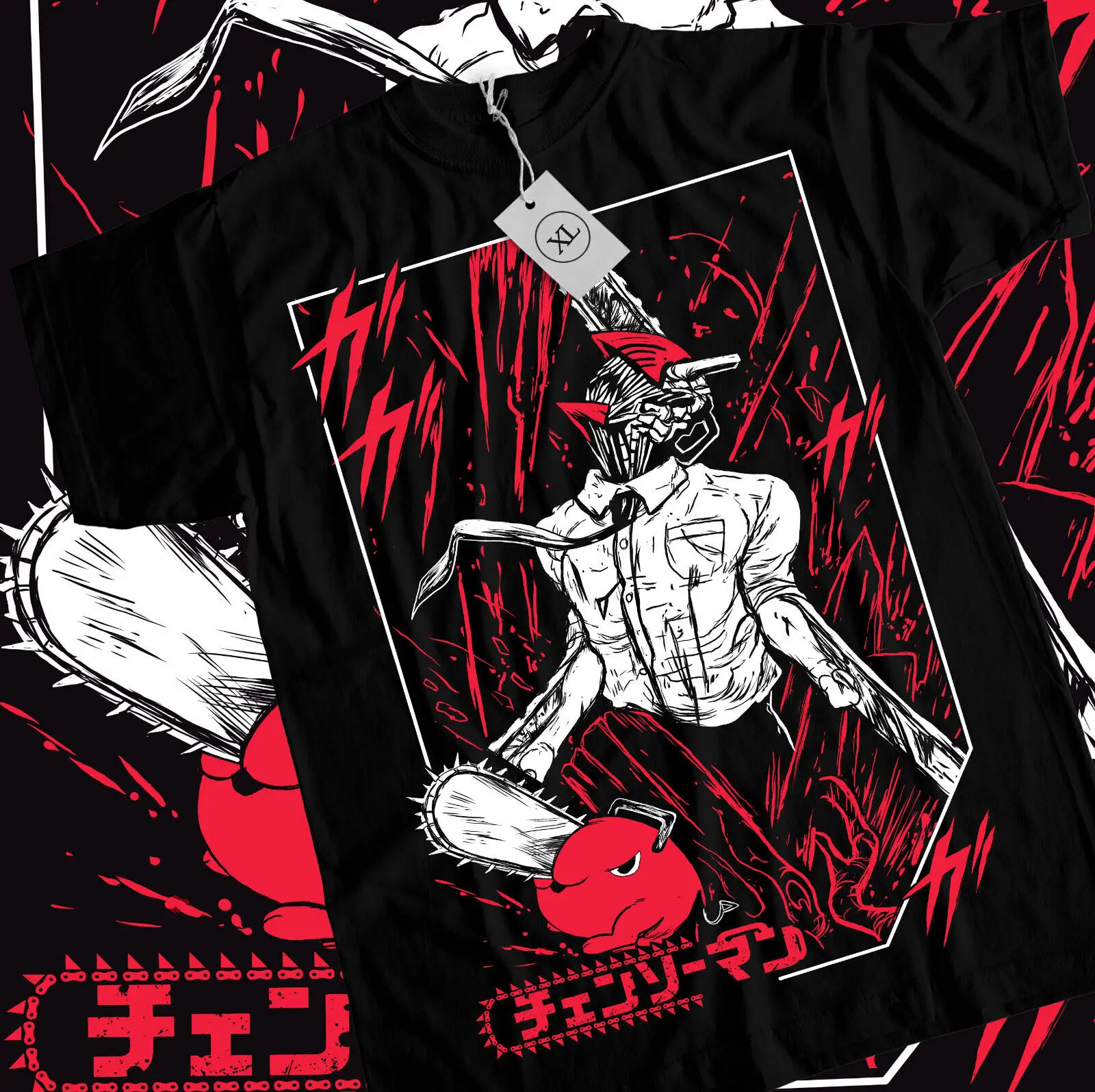 Chainsaw Man T-Shirt Chainsaw Man Anime CSM Denji Power Black Shirt All Size