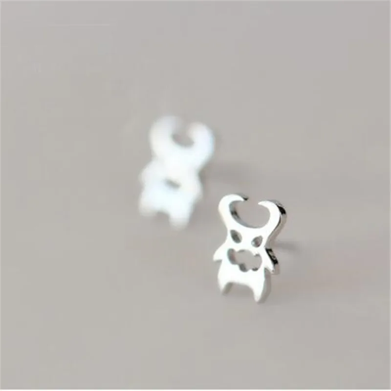 New Personality 925 Sterling Silver Cute Little Devil Fashion Jewelry Simple Horns Exquisite Women Stud Earrings E253