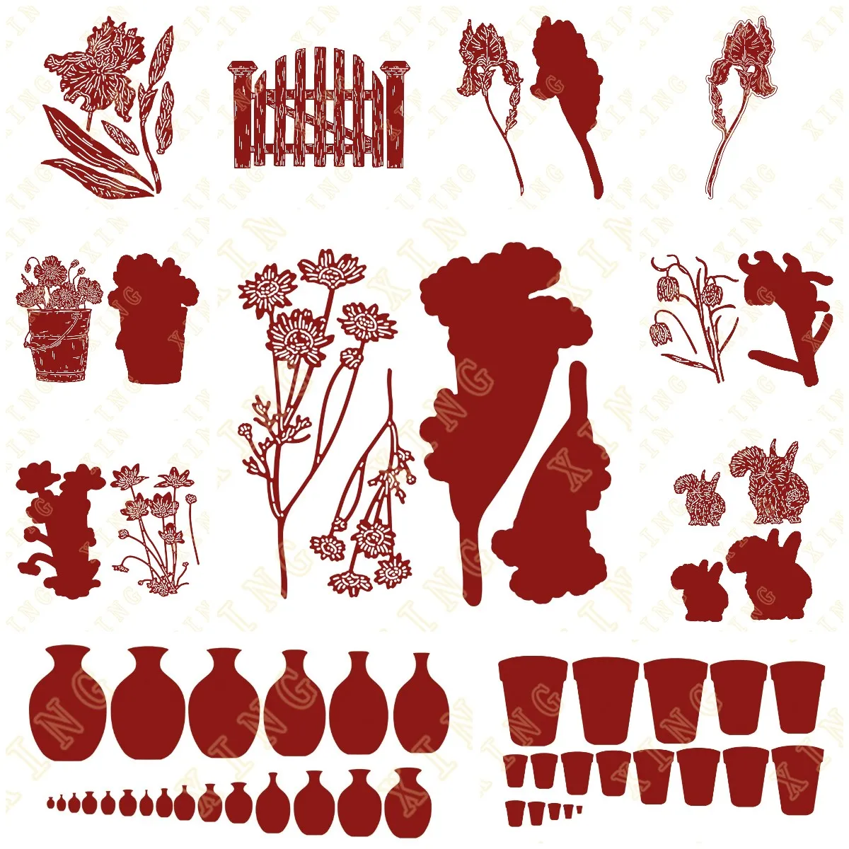 

Plant Flowers Buckets of Love Metal Craft Cutting Dies Diy Scrapbook Paper Diary Decoration Card Handmade Embossing New Product