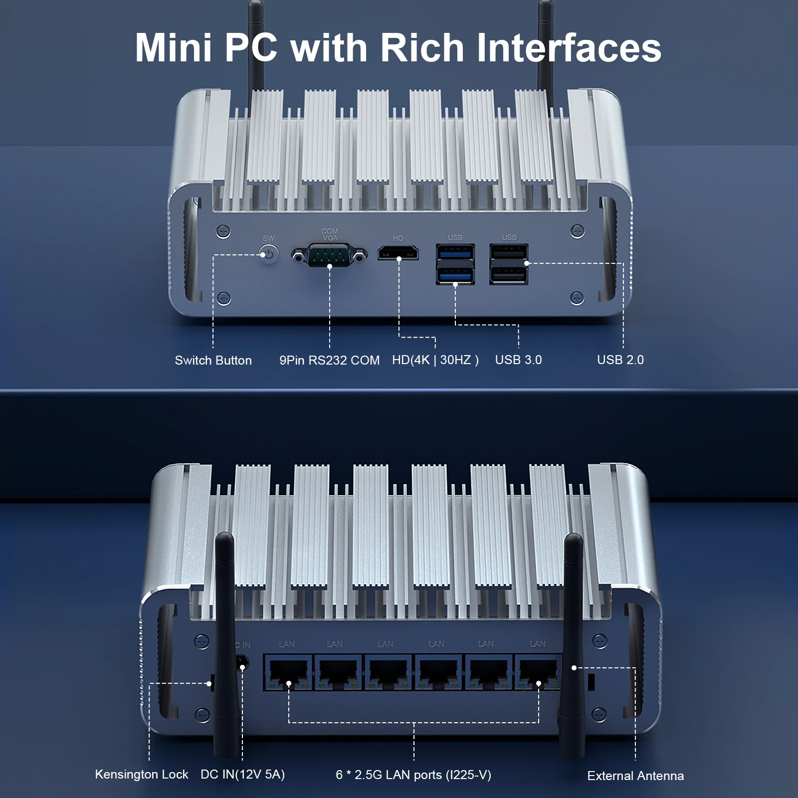 HYSTOU PfSense Firewall Industrial Mini PC Celeron J4125 6 LAN Windows 10/11 Linux Intel® UHD Graphics 600