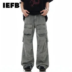 IEFB American Multi-pocket Overalls Washed To Make Old High Street Straight Wide Leg Cargo Pants Worn-out 2024 Autumn 28W3875