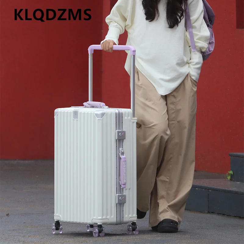 KLQDZMS Aluminum Frame Suitcase New 20 Inch ABS+P Boarding Box 22