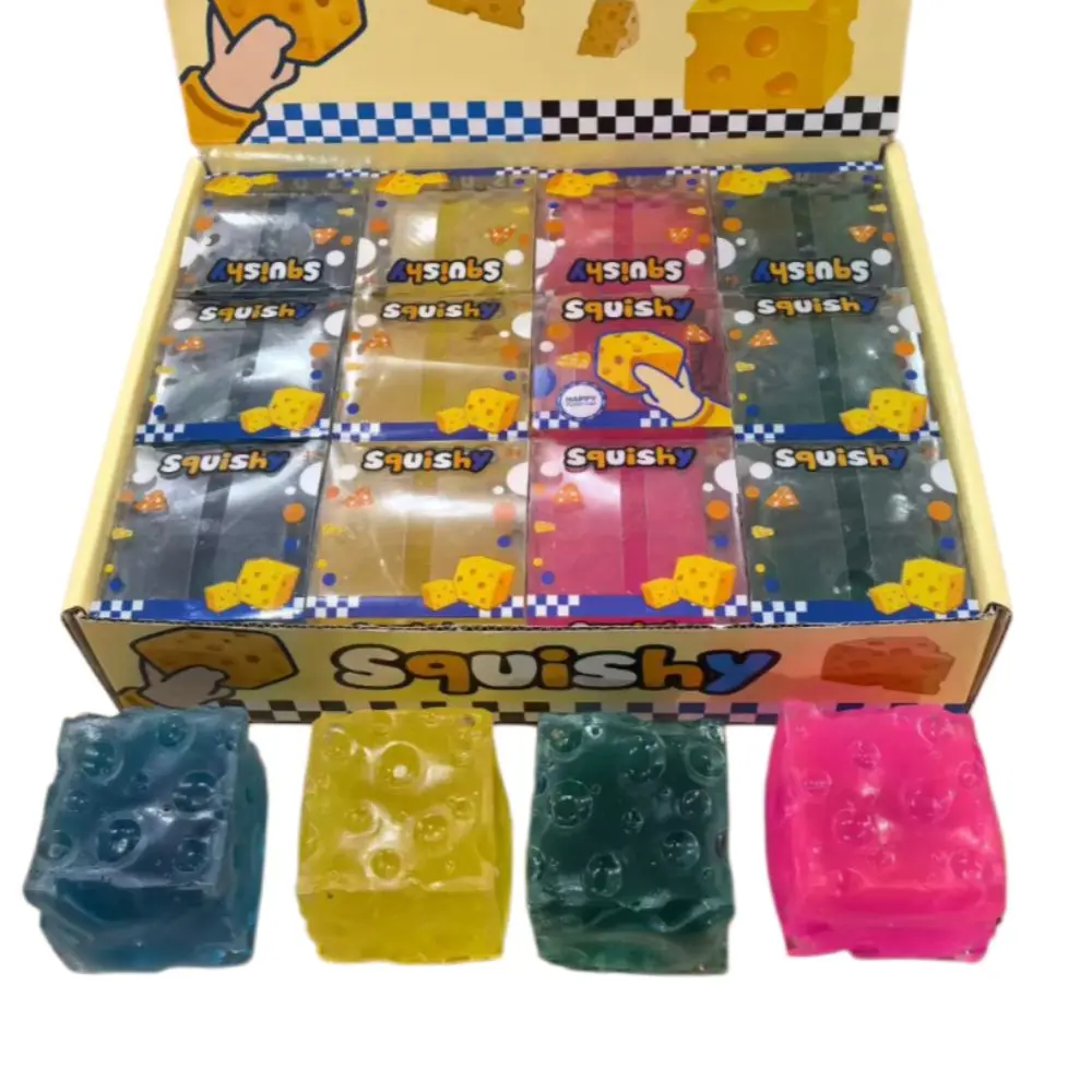 Novelty Triangle Cheese Squishy Non-Bounce Moldable Cheese Cube Ball Pinch Super Soft Sensory Fidget Ball Children Gifts