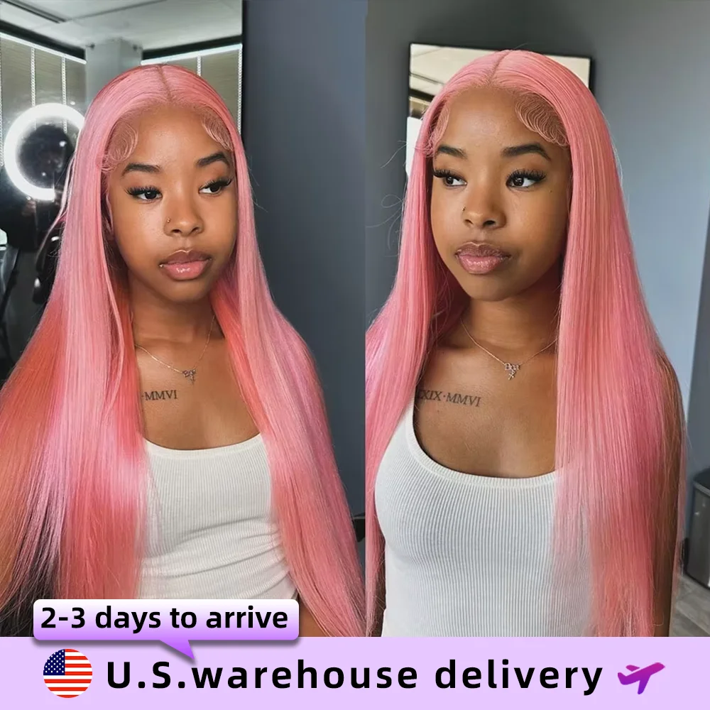 36 นิ้วสีชมพูตรง HD ลูกไม้ด้านหน้าวิกผม 13x6 ความหนาแน่น 200 ลูกไม้ด้านหน้าวิกผมสี Remy บราซิลผมมนุษย์วิกผมสําหรับผู้หญิง