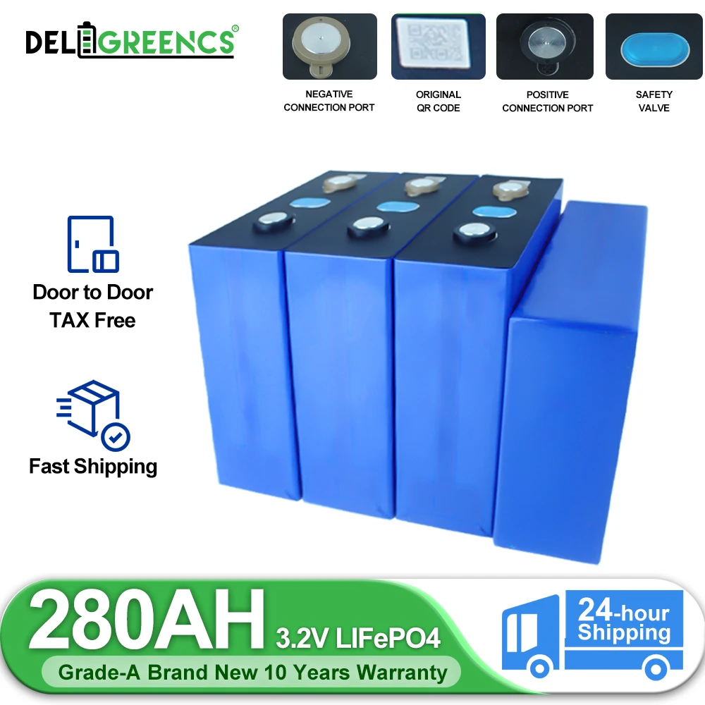 Grade A 280AH Lifepo4 Battery Rechargeable Batteries 12V 24V 48V 96V Battery Pack Solar 2024 Production 5 Warranty