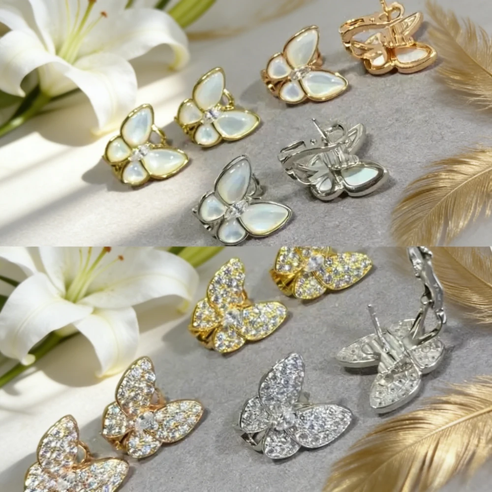 

Trendy 2026 French Style White Mother of Pearl Butterfly Earrings Elegant Jewelry for Dating Party Gift