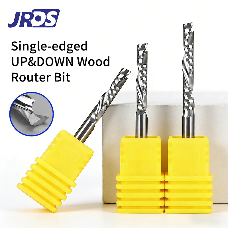 

Solid Carbide Single Flute Composite Spiral Router Bit Up&Down Cut for Wood MDF Plywood PVC Advertising Engraving 3.175/4/6/8mm