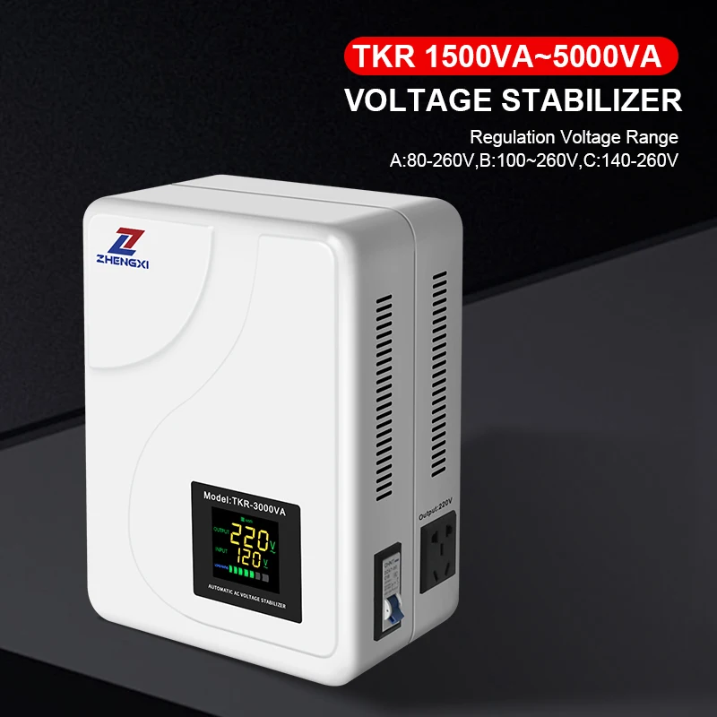 ZX Factory estabilizador de tensão TKR-3000VA 5000VA monofásico AVR 220v regulador de tensão automático para ar condicionado