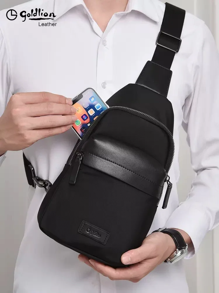 Оригинальная роскошная дизайнерская нагрудная сумка Goldlion 2023, новая модная нишевая мужская сумка для отдыха, холщовая студенческая уличная сумка через плечо