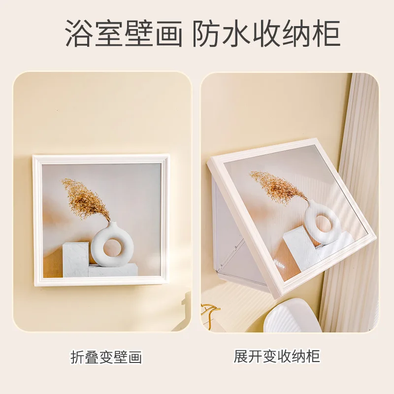 Bathroom Mural Storage Cabinets Bathroom Non Perforated Storage Rack Waterproof Wall Mounted Shower Clothes Storage Cabinets