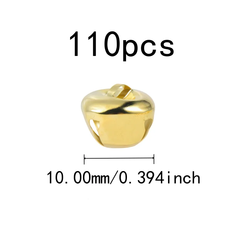 110 pcs 10mm Cross Bells Clear Crisp Sound, designed for Christmas Tree Decor, Small Delicate Size, Multipurpose, Gold