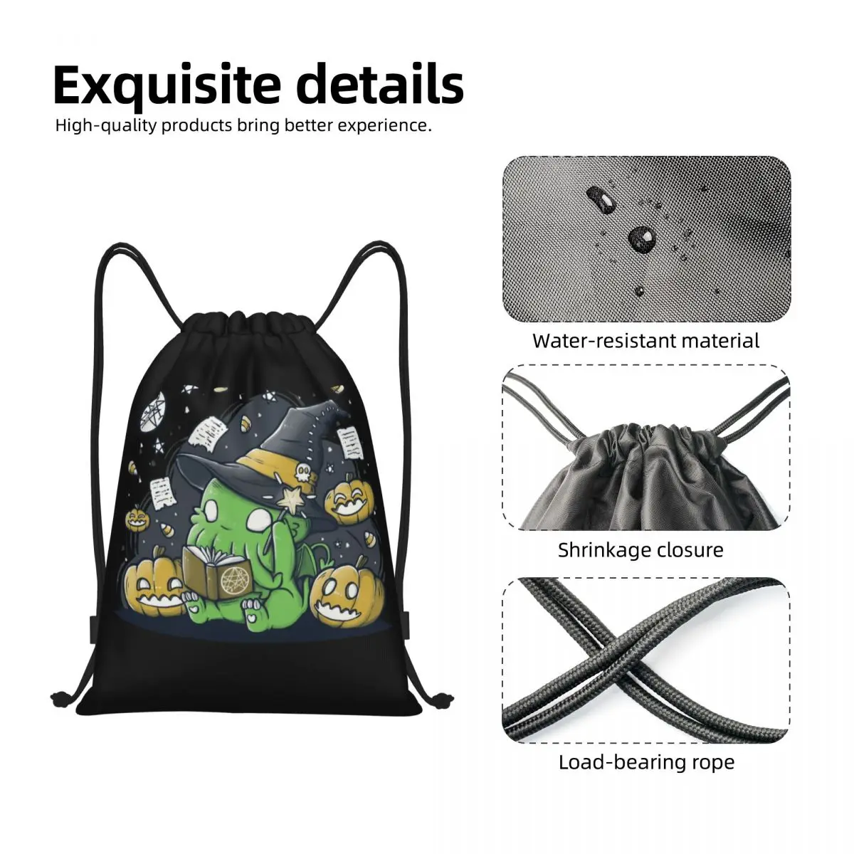 Funny Cthulhu Halloween Drawstring Backpack Bags Women Men Lightweight Lovecraft Monster Gym Sports Sackpack Sacks for Traveling