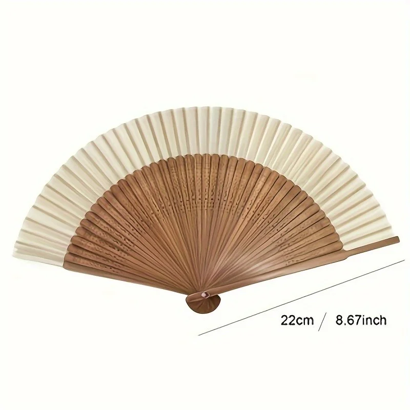 Vintage Bamboo Folding Fan Handheld Heart Shaped Origami Fan Wooden Frame Portable Summer Gift for Women Mother's Day Graduation