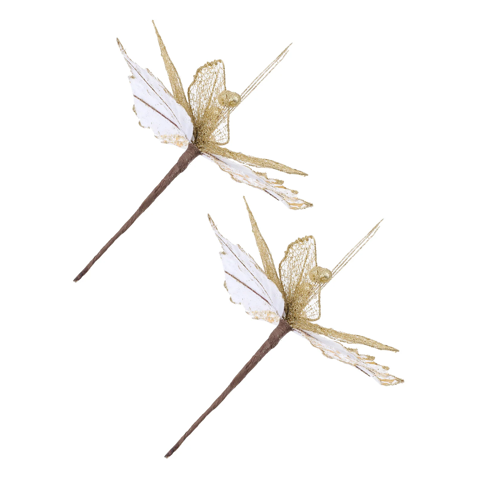 

2pcs Christmas Tree Glitter Decor Simulation Flower Artificial Flower Branches Xmas Plant Decorative Ornament For Indoor Outdoor