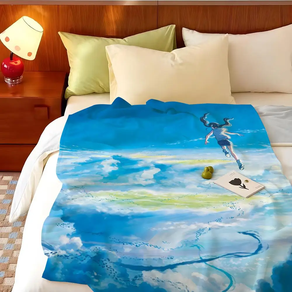 Anime W-Weathering w-with Y-You Throw Flannel Throw Blanket, Lightweight Cozy, Durable Washable cute Cool