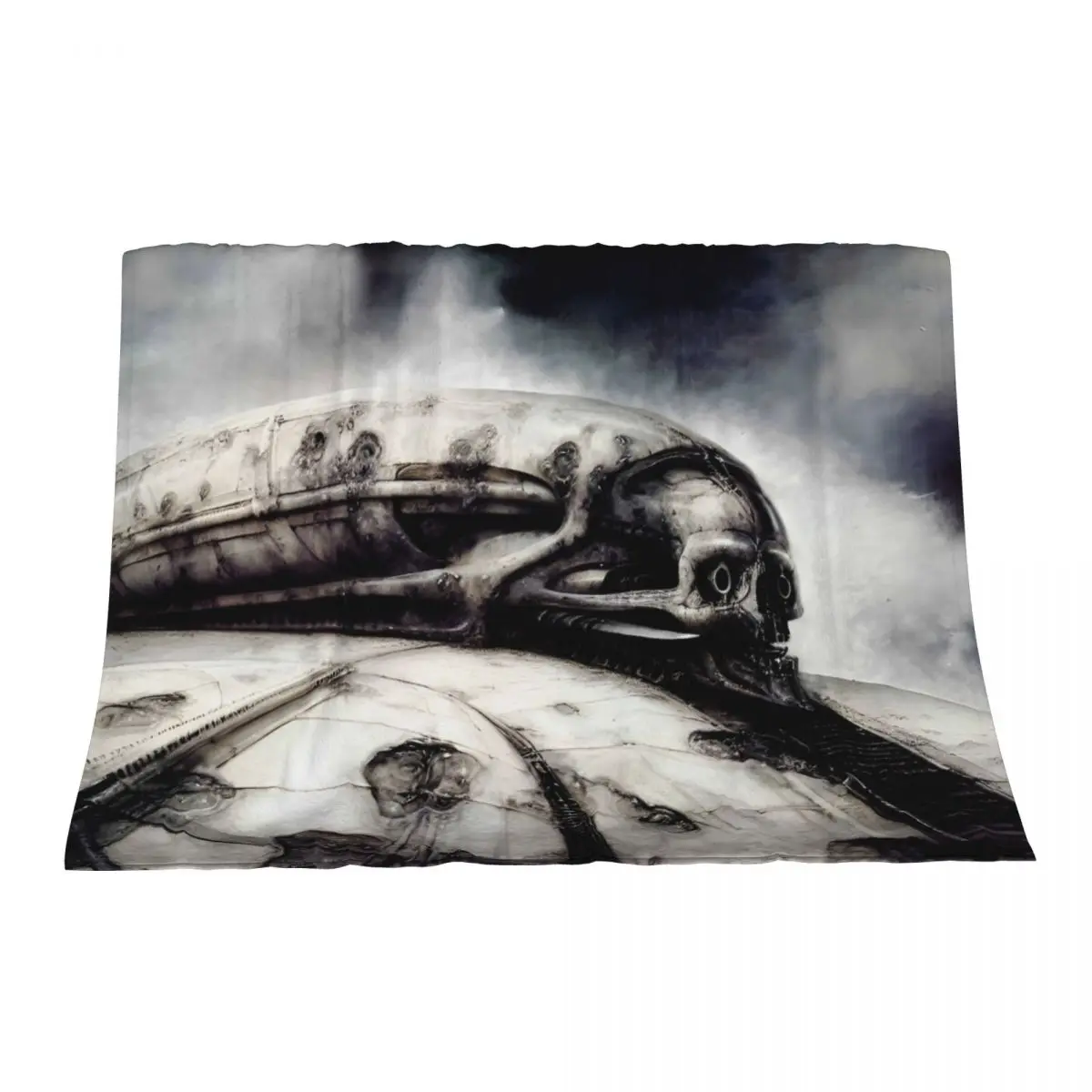 

HR Giger Steampunk Skull Throw Blanket Polar Blankets For Baby Soft Beds Blankets
