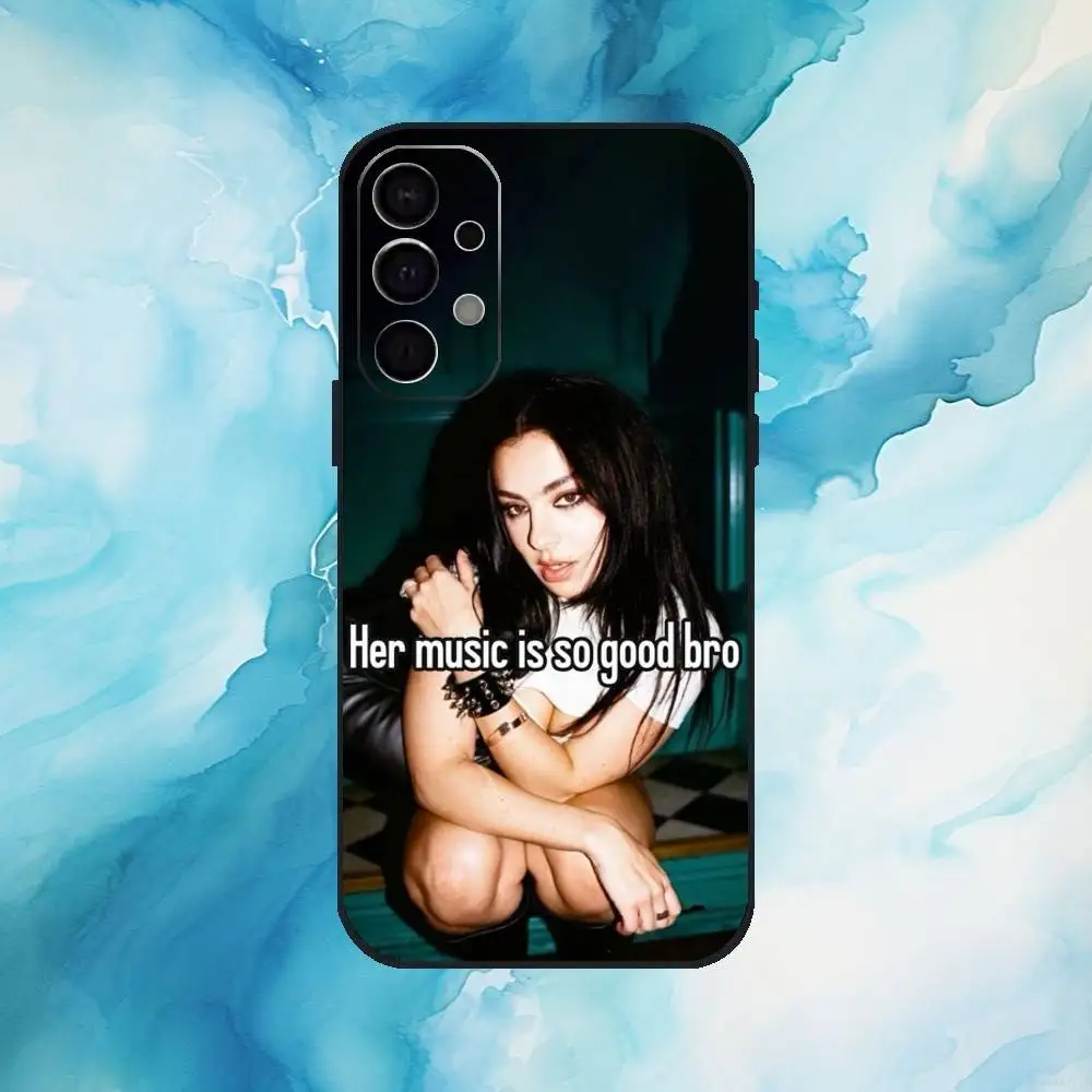 حافظة هاتف Singer C-CharliXCX BRAT لهاتف سامسونج جالاكسي A73، A72، A71، A70، A53، A52، A51، غطاء أسود ناعم آخر