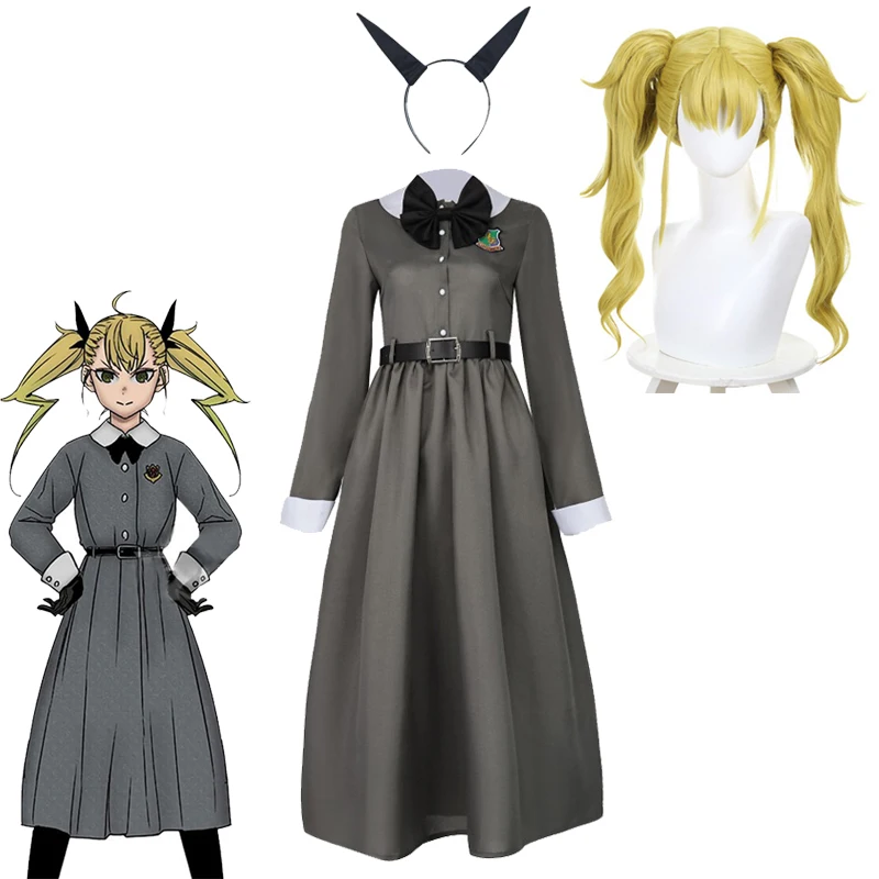 

Kaiju No.8 Kikoru Shinomiya Cosplay Dresses And Headband Anime Exhibition Cosplayer Wigs Headgear Halloween Costumes