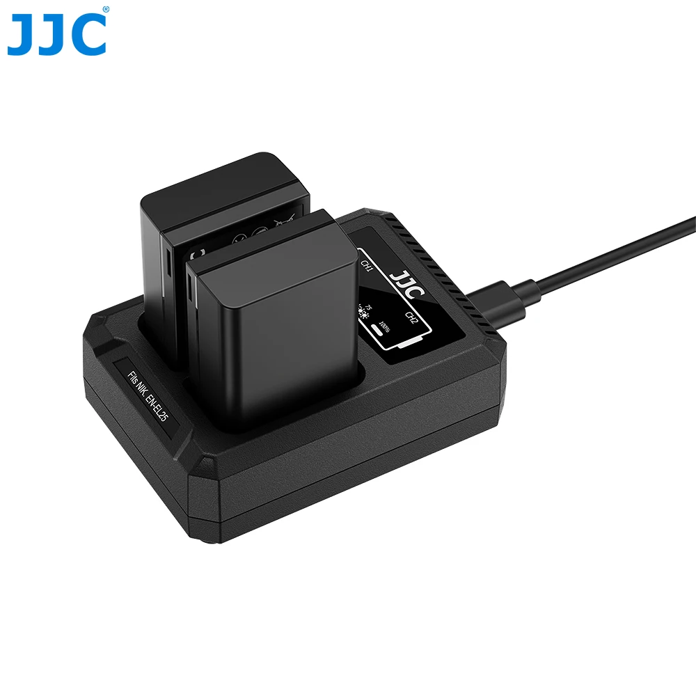 JJC EN-EL25 Battery Charger with Type-C-USB A Charging Cable for Nikon Z50 II Z50II Z50 Z30 Z 30 Zfc Z fc Camera Accessories