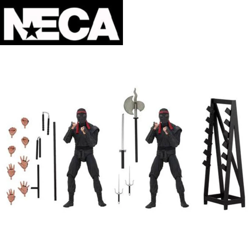 In Stock NECA Original Ninja Turtle TMNT 7 Figure Action Foot Solder 2 Pack Con Weapons Rack Boys  Gift Collection