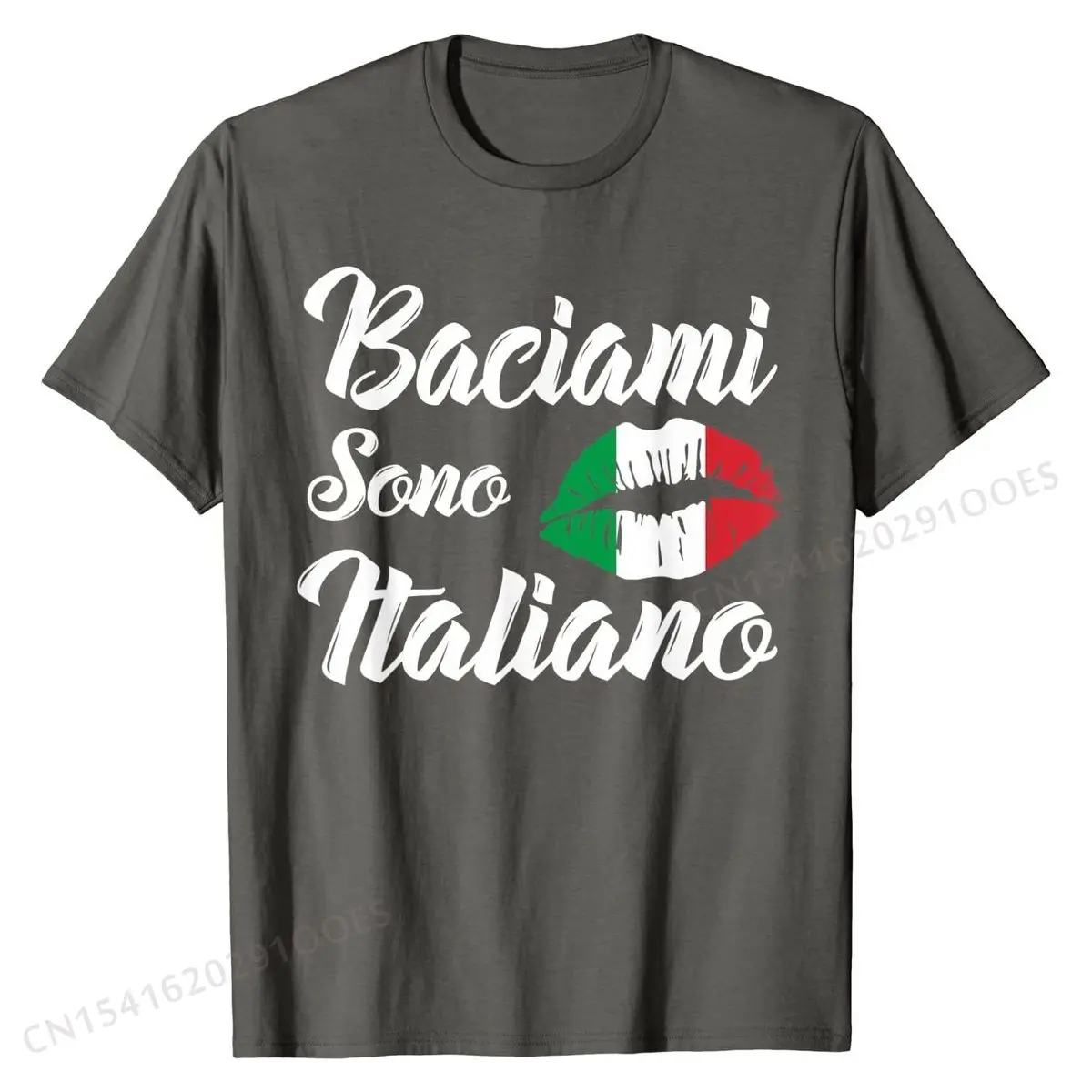 Baciami Sono Italiano Kiss Me Im Italian Italia Italy Funny T-Shirt T Shirts Slim Fit 3D Cotton Mens Tops Tees On