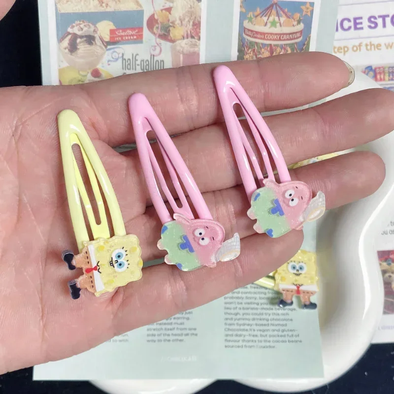 SpongeBob Hair Clips Kids Cartoon Hairpins Anime Barrette Cute Bangs Headwear Women Patrick Star BB Clips Headdress Accessories