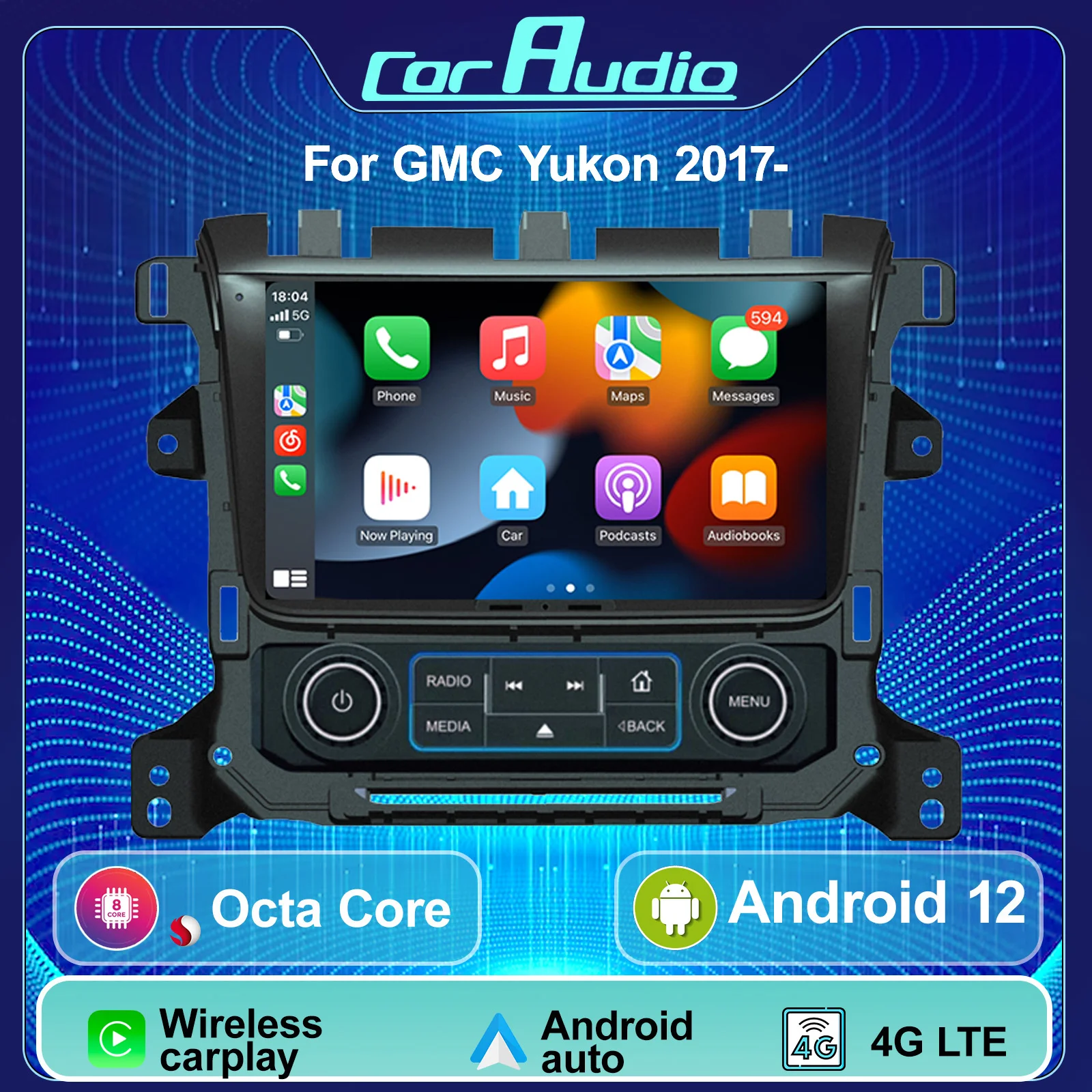 Car Radio Multimedia Player for GMC Yukon/Chevrolet Tahoe/Suburban 2017- GPS Navigation in Dash Carplay Android Auto Headunit