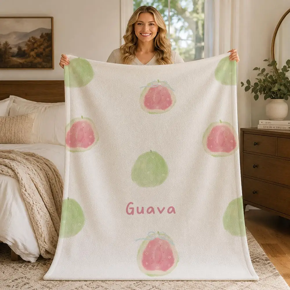 Food Tropical Guava Throw Blankets Soft Warm Flannel Blanket Bedding for Bed Living room Home Sofa