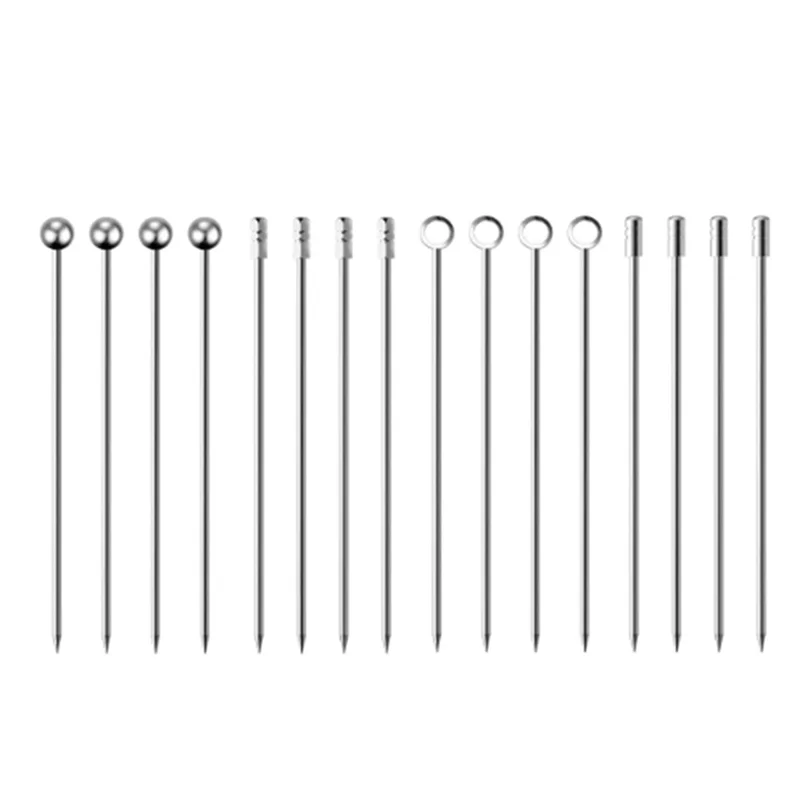 Cocktail Picks Appetizer Stainless Steel Skewers for Toothpicks Sticks Fruit Metal Toothpick Stick 16Pcs