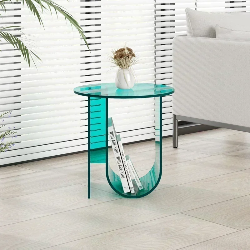 Table d'appoint en acrylique pour salon, canapé, Table basse, petit ménage, chevet Simple, loisirs, balcon, Tables d'angle rondes