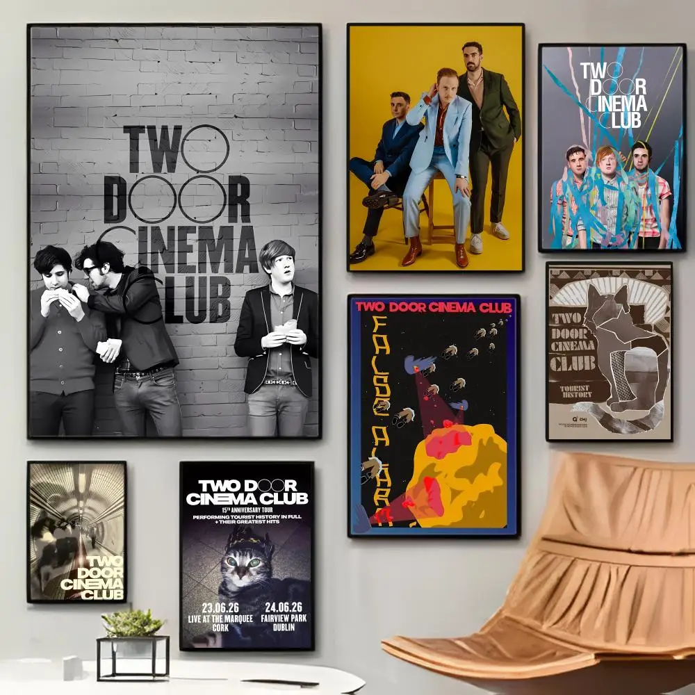 Fashion Indie Catchy T-Two Door Cinema Clubs Poster Sticky Waterproof Coffee House Bar Room Wall Decor Gift
