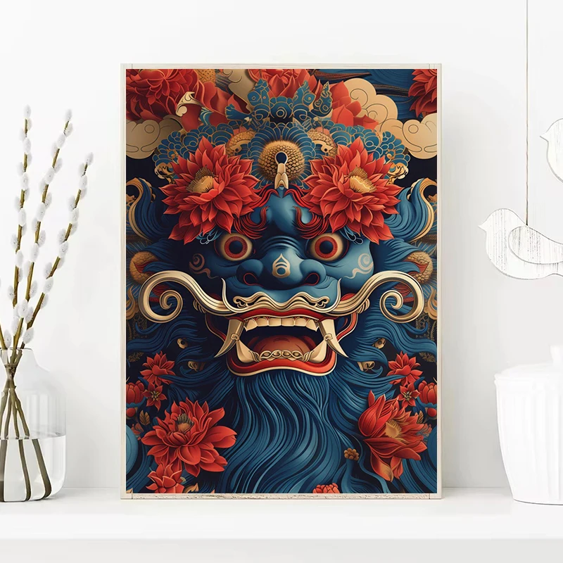 Exquisite Balinese Mask Japanese Art Illustration Posters Prints Canvas Printing Vintage Wall Picture for Living Room Home Decor