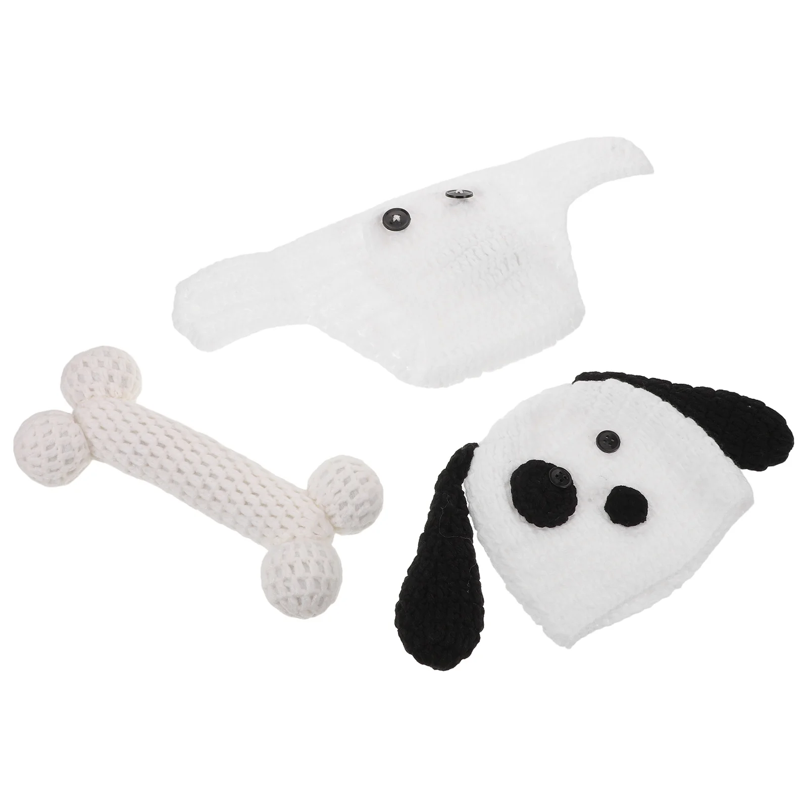 

1Set New Born Knitted Outfit Baby Photography Hand Made Crochet Puppy Infant Girl Boy Photography Prop Costume