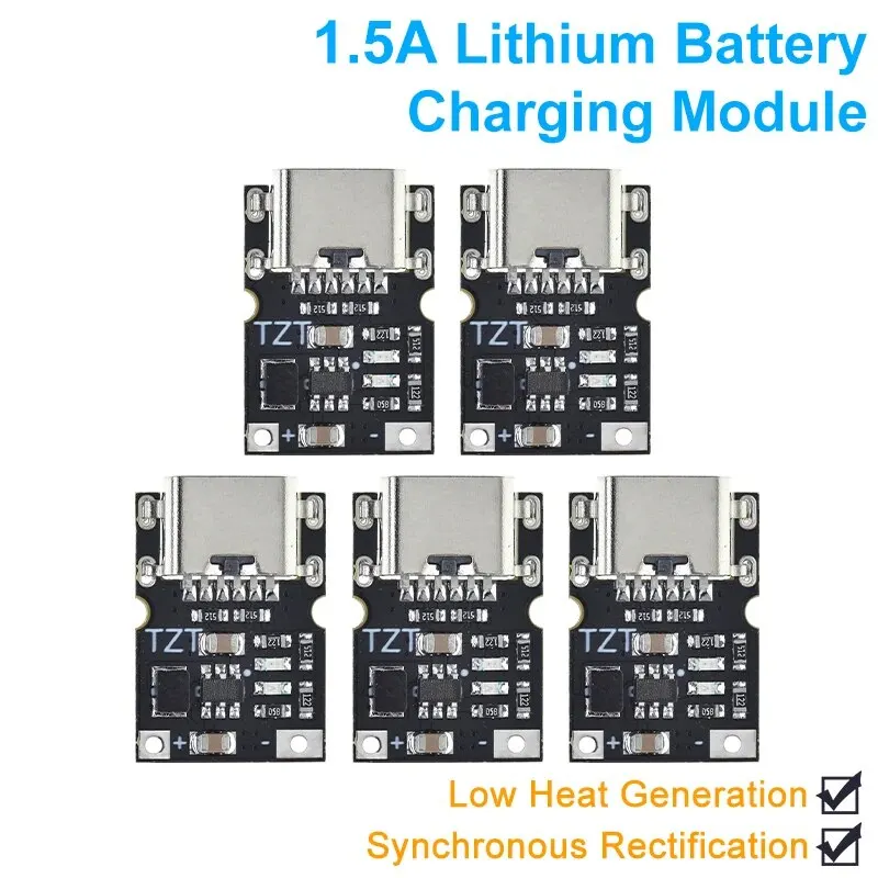 5/10PCS Type-C USB 1.5A Lithium Battery Charging Module Synchronous Rectification High Efficiency Low Heating Over TP4056