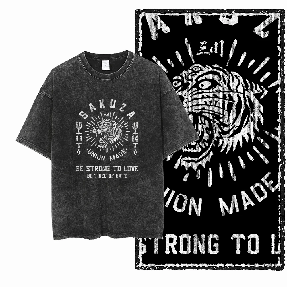 DI TIGER Printed Cotton Acid Washed Exclusive Graphic Unisex T Shirt Cool Vintage Streetwear Men Tshirts Big Size Tee for men image 5