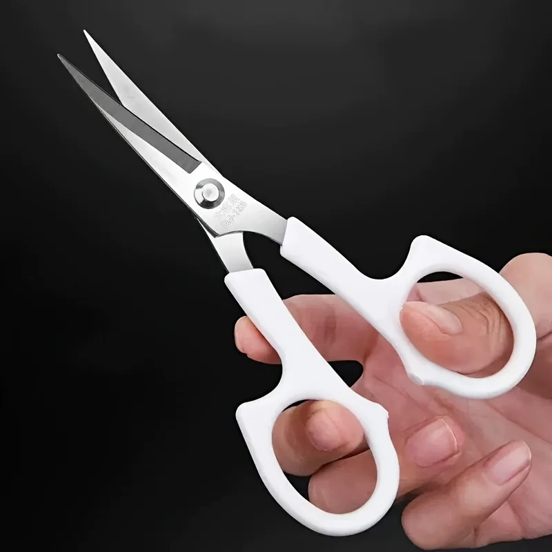 White Handle Embroidery Scissors, Stainless Steel Sharp Tip Sewing Scissors for Cross Stitch, Needlework, DIY Crafts, Thread Cut