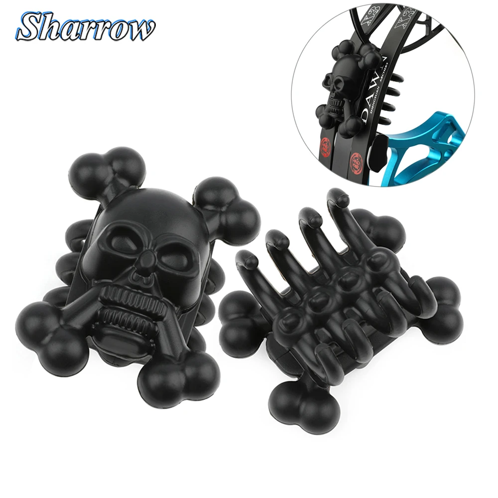 2pcs Archery Bow Limbs Stabilizer Skull Shape Shock Absorber for Outdoor Sport Compound Bow Arrow Shooting Hunting Rubber Damper