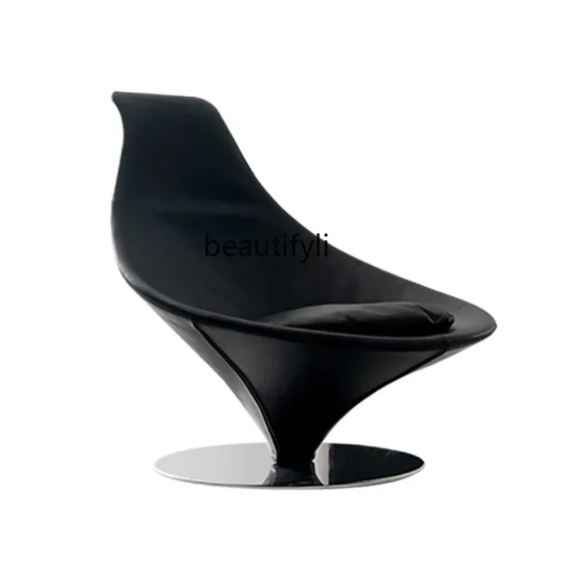TTT Leather office leisure chair creative spoon single chair fiberglass lobby model room negotiation chair