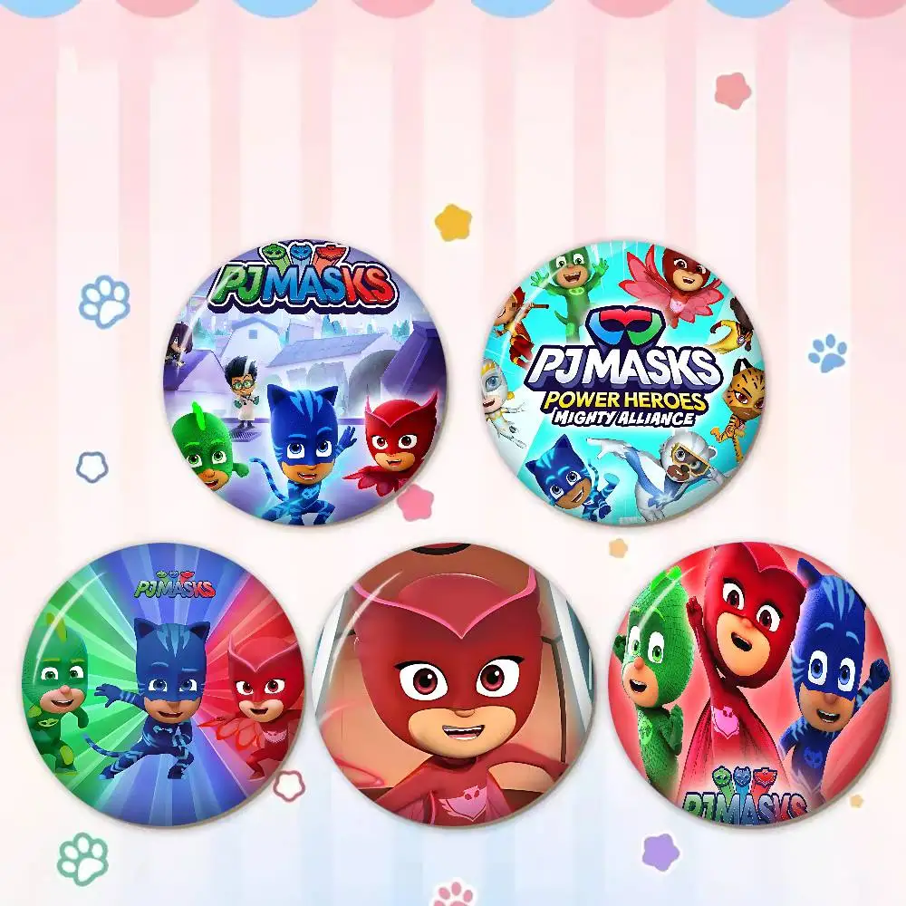 Cartoon PJ M-Masks Anime Button Pin Handmade Brooch for Clothes Cartoon Badge Backpack Decoration Jewelry Accessories