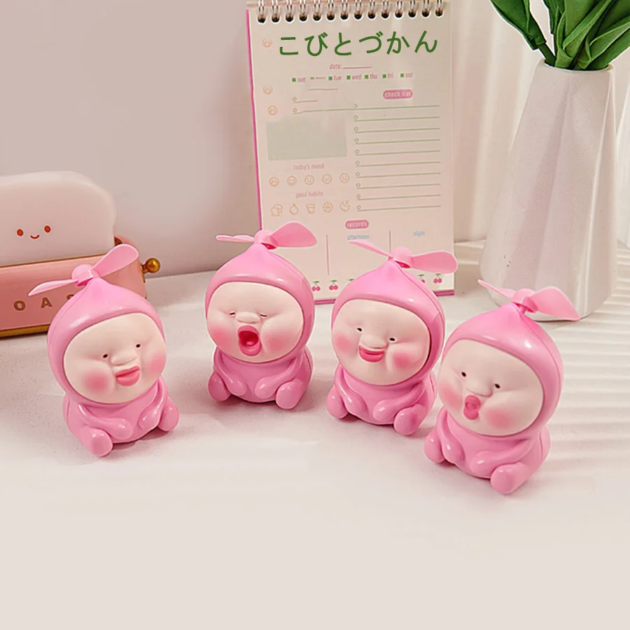 

Cute Kobito Doll Electric Mini Handheld Fan USB Action Figure Table Ornaments Stress Release Fidget Toy Children Summer Gifts